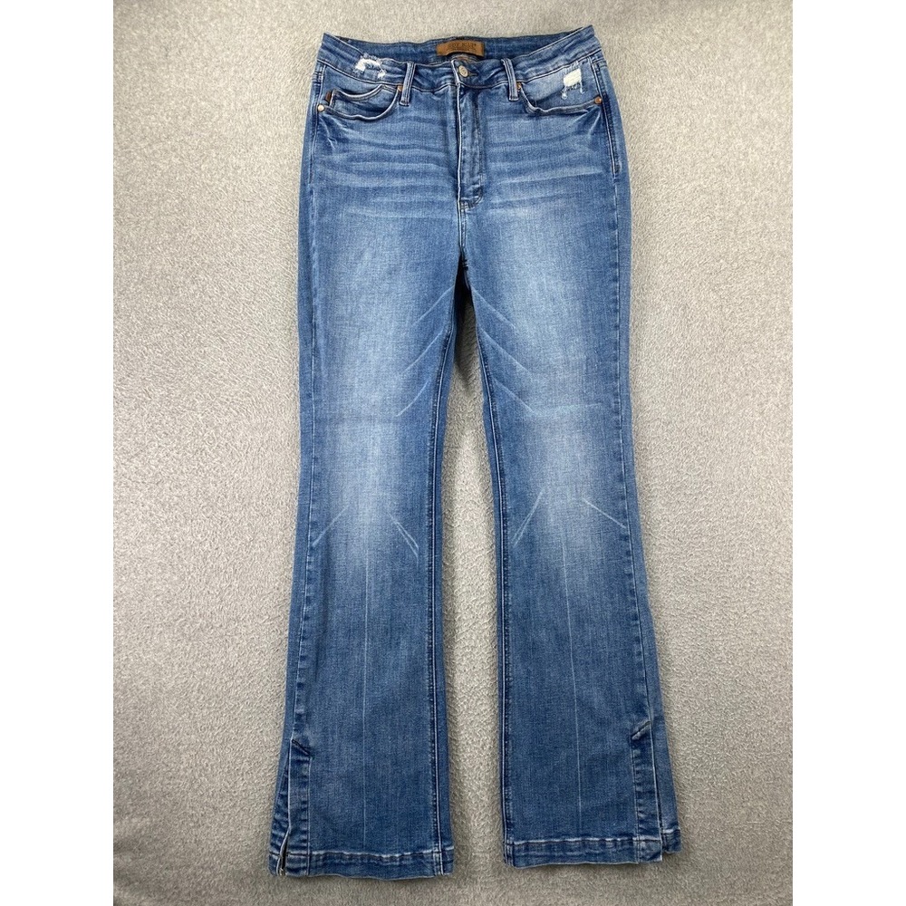 Judy Blue Bootcut Jeans Women's 13/31 Stretch Distressed Denim Split Hems